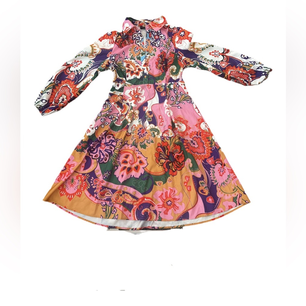 Colorful Floral Long Sleeve Dress